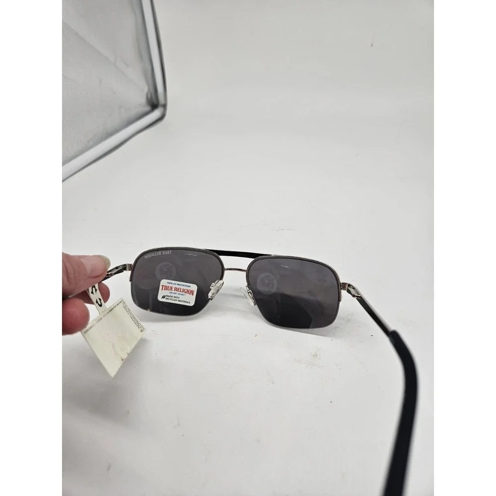 True Religion Silver‎ Mirrored Lens Aviator Sunglasses
